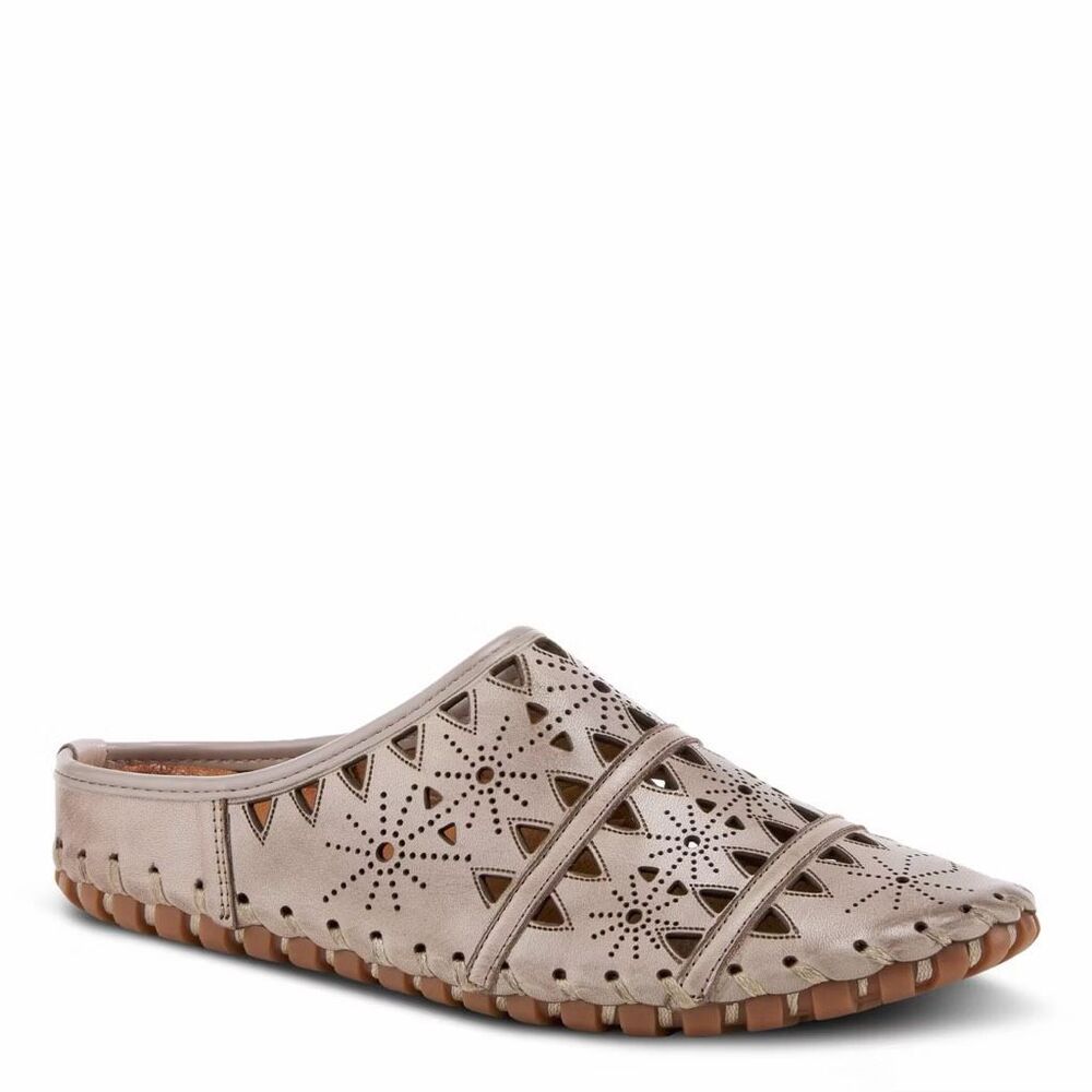 Spring Step Fusalide Leather Mules Laser Cutout Slip On Comfort boho 36 5.5-6 NE